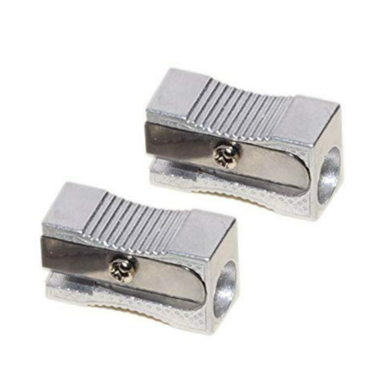 10PCS Dual Pencil Sharpener Pocket Aluminium Alloy Metal 1-Hole Steel  Rectangular Small Sharpeners (Silver)