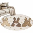 thumbnail image 2 of Round Area Rug 4ft, Watercolor Spring Easter Brown Bunny Tail Non-Shedding Washable Area Rug, Linen Background Non Slip Low-Profile Circle Rugs for Living Room, Bedroom Dining Room, 2 of 9