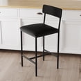 thumbnail image 4 of Bar Stools Set of 2, Upholstered Height Bar Stools with Backrest and Footrest, Kitchen Barstools for Island, Counter Bar, Easy Assembly, Black, 4 of 11