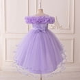 thumbnail image 4 of Ticikt Girls Dress Sloping Bridesmaid Wedding Princess Children's Bow Birthday Ball Party Show Evening,Color:Light Purple,Size:9-10 Years, 4 of 7
