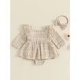 thumbnail image 2 of Suealasg 2Pcs Baby Girl Fall Clothes 3 6 12 18 Months Infant Girl Long Sleeve Tweed Romper Dress +Headband Newborn Girl Autumn Outfits, 2 of 7