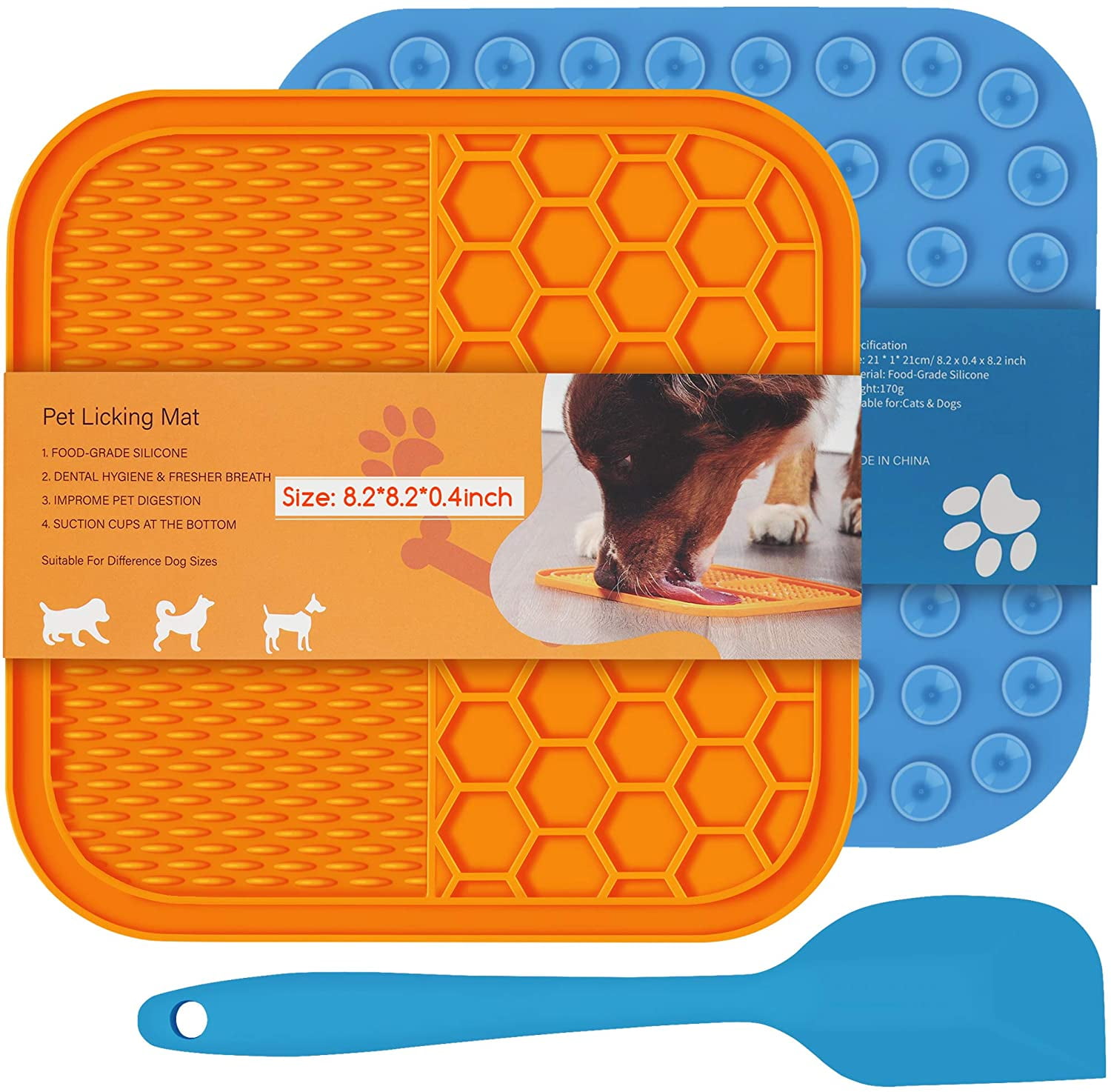 A AKRAF Premium Dog Lick Mat & Slow Feeder Mat for Fast Eaters Mess Free Dog Licking Mat with Strong Suction Cups for Dogs Universal Lick Pads to Prolong Feeding Time & Promote Dental Health 
