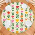 thumbnail image 2 of Pioneer Flower Floral Print Pattern Round Fitted Tablecloth with Elastic Edge,Dining Table Cover Waterproof,Outdoor Round Tablecloth for Camping,Dining,Indoor and Outdoor, 2 of 7