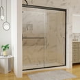 thumbnail image 2 of 60''x72'' Double Sliding Semi-Frameless Shower Door with 6mm Tempered Glass Black, 2 of 5