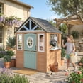 thumbnail image 2 of Qaba Maisonnette de Jeu Extérieure pour Enfants avec Porte pour Animal, Cuisine de Jeu pour Intérieur Extérieur, 2 of 10