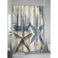 thumbnail image 5 of Fsddascl Vintage Nautical Shower Curtain Set - 72" x 78" Washable Bathtub Curtain with 12 Hooks, Summer Coastal Floral Starfish Waterproof Fabric Stall Shower Curtains for Bathroom/Bathtub Décor, 5 of 6