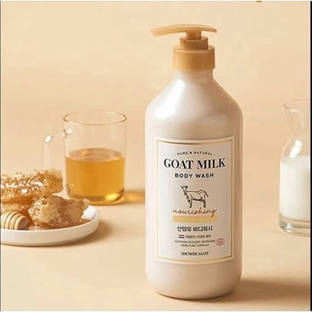 Shower Mate Goat Milk Body Wash Nourishing, 800 mL / 27.05 fl. oz. (Manuka honey)