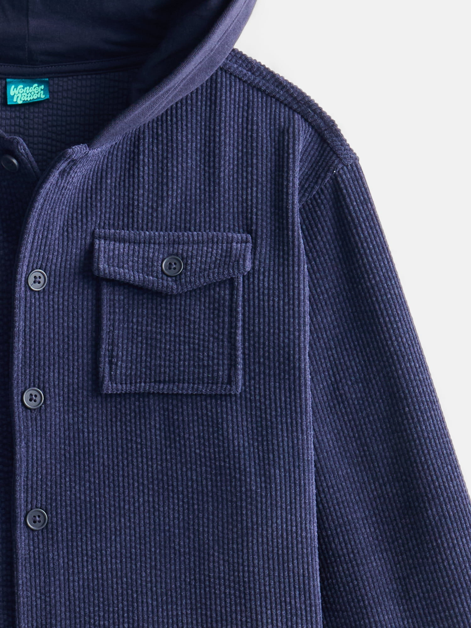 Wonder Nation Boys Hooded Corduroy Shacket, Sizes 4-18