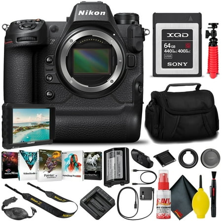 Nikon Z9 FX-Format Mirrorless Camera (Body Only) (1669) (Intl Model) + 64GB XQD Memory Card + 7" HD Monitor + Editing Software + Camera Bag + 12" Tripod + Cleaning Kit + More