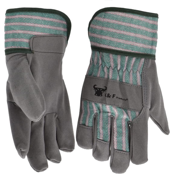G & F Products Cowhide Leather Gardening Gloves, Men's Large, Genuine Leather Work Gloves with Reinforced Palm and Rubberized Safety Cuff, Water-Resistant, Brown, 1 Pair