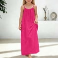 thumbnail image 2 of Likimi Children Girls Dress Elegant Lightweight Sleeveless Solid Color Crew Neck Summer Comfortable Dress Pink Size 12-13 Years, 2 of 5