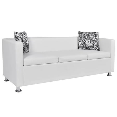 Sofa 3-Seater Artificial Leather White (Best Two Seater Sofa)