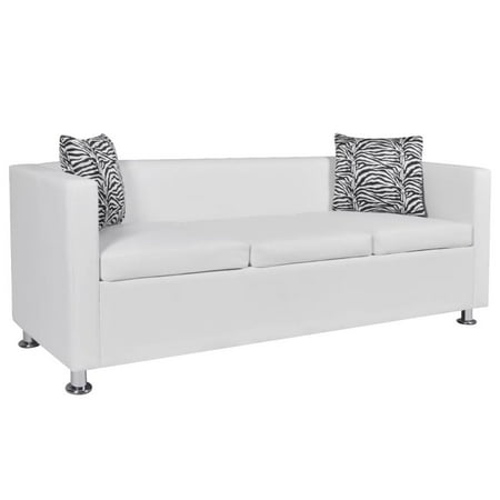 Sofa 3-Seater Artificial Leather White