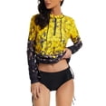 thumbnail image 4 of MAWCLOS Women Two Peices Swimsuit Floral Printed Bathing Suit Long Sleeve Rashguard Tummy Controled Surfing Crew Neck Tankini Set 727013 M, 4 of 7