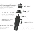 thumbnail image 3 of Coldest Tumbler with Handle and Straw Lid, 3 Lids Insulated Shaker Water Bottle Gifts for Women Him Her, Limitless Collection (36 oz, Stealth Bottle), 3 of 10