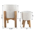 thumbnail image 2 of Flora Bunda Mid-Century 10" & 8" Aqueduct Ceramic Planter on Wood Stand Set of 2, 2 of 2