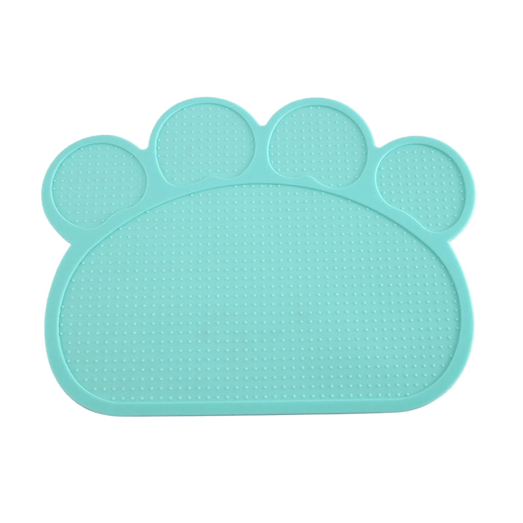 Guardians Dog Food Mat, Silicone Dog Cat Bowl Mat, Non Slip Pet Feeding Mat  Waterproof Dog Placemat for Small Animals (18.5x11.8, Mint Green Paw