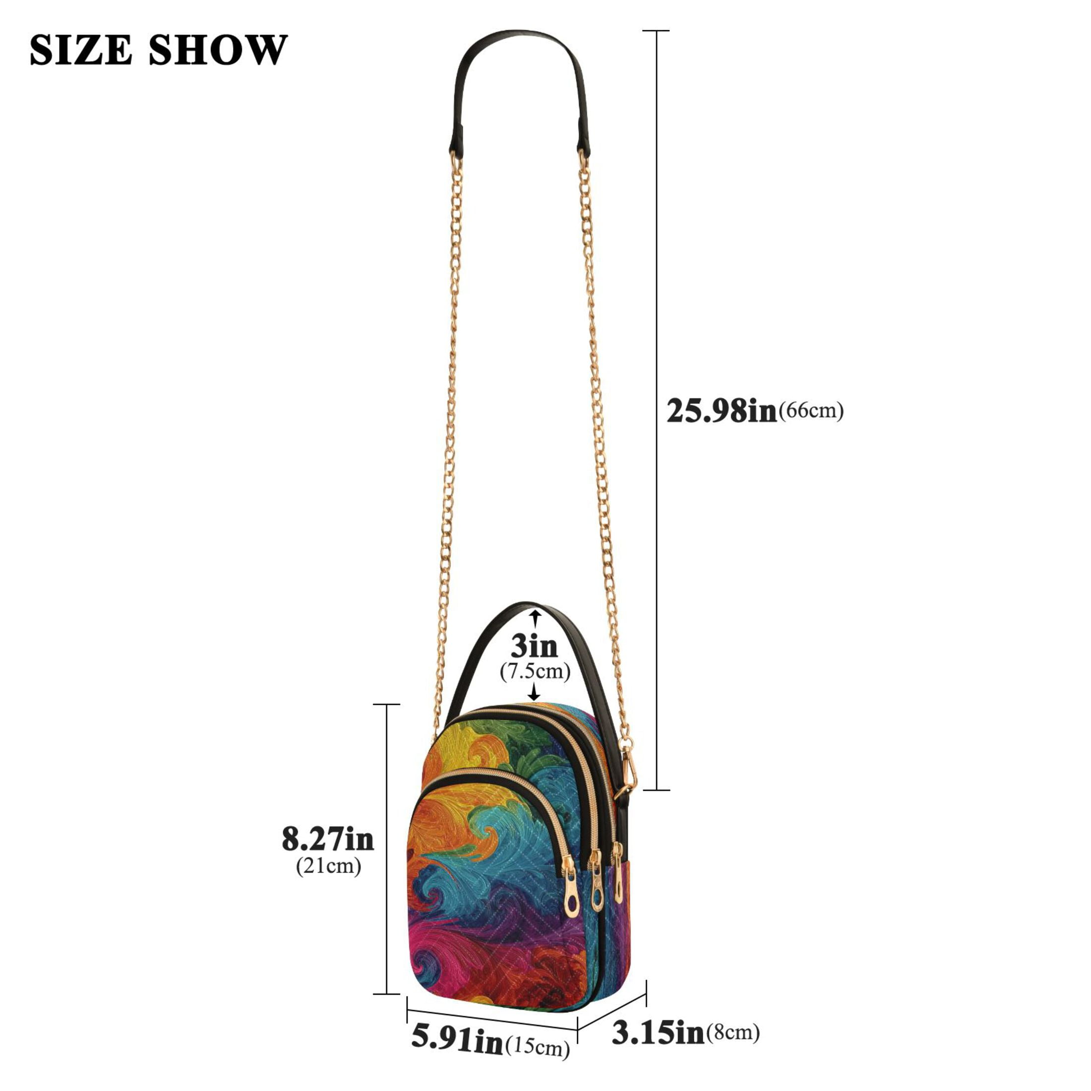 Quilted Women's Crossbody Bag Purses and Handbags with Detachable Leather Strap Vibrant Colorful Tie-dye Pattern