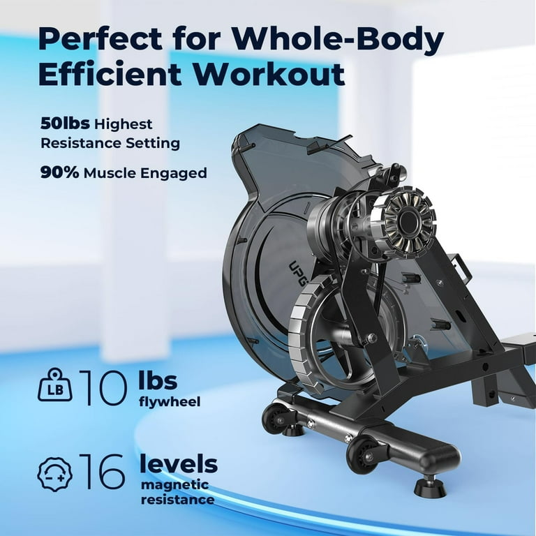 UPGO Magnetic Rowing Machine 350lbs Weight Capacity and 8 Level Resistance,  Foldable Rower for Home with LCD Monitor