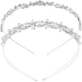 thumbnail image 4 of 2 Pcs Coiffe de Mariage Décoration de Cheveux de Mariée Bandeau en Strass Serre-Tête Perle, 4 of 8