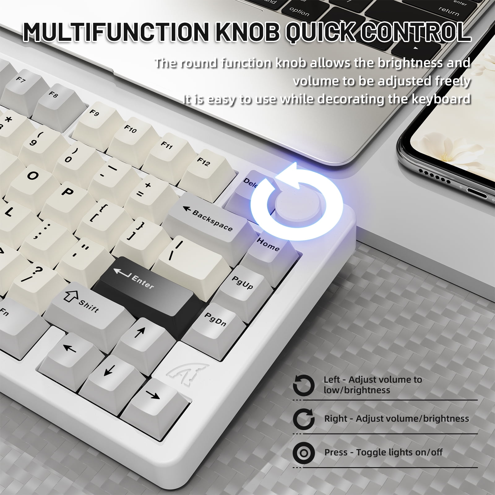 ATTACK SHARK X86 75% Wireless Gasket Mechanical Keyboard with Knob, CNC Aluminum Turd, 3 Mode Connectivity,82 Key Hot Swappable,Custom Linear Switches RGB Gaming Keyboard for Win/Mac/Linux-Star White