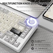 ATTACK SHARK X86 75% Wireless Gasket Mechanical Keyboard with Knob, CNC Aluminum Turd, 3 Mode Connectivity,82 Key Hot Swappable,Custom Linear Switches RGB Gaming Keyboard for Win/Mac/Linux-Star White