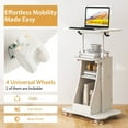 thumbnail image 6 of Gymax Sit-to-Stand Laptop Desk Cart Rolling Mobile Height Adjustable w/ Storage, 6 of 10