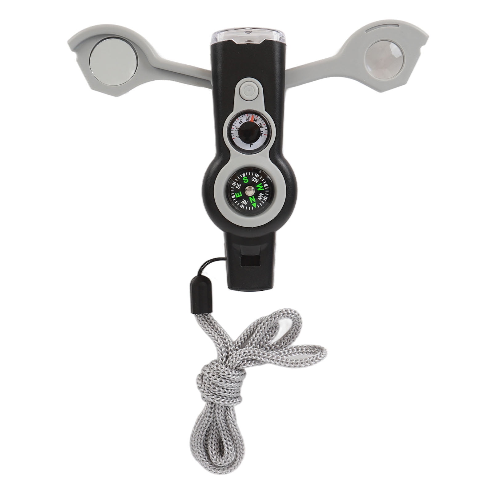 Boussole Multifonction 7 En 1 Survival - Sifflet, Thermomètre, LED, Miroir Pour Randonnée