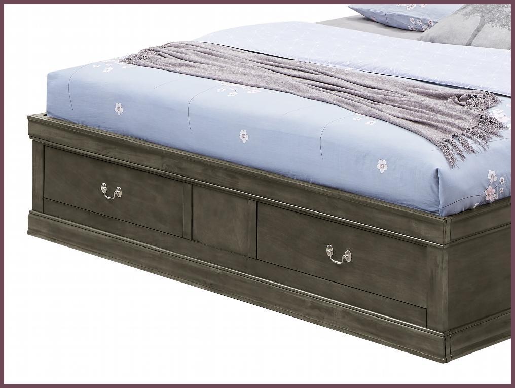 King Size Solid Wood Storage Bed Frame - Gray Traditional Design Perfect for Master Bedrooms