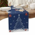 thumbnail image 3 of Christmas Table Runner Christmas Tree Table Runners Pine Tree Branch Navy Blue Xmas Balls Cotton Linen Dresser Scarf Kitchen Dining Table Decor for Christmas Holiday Party Decor 13x36 Inch, 3 of 9