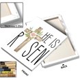 thumbnail image 3 of P&L Art Framed Canvas Wall Art - 8"x10" "HE IS RISEN" Wooden Cross with Flower Print - Christian Nook/Tabletop Easter Decor, 3 of 8