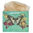 thumbnail image 2 of Christian Art Gifts Large Landscape Scripture Gift Bag for Women & Friends w/Card & Tissue Paper Set: Sweet Friendship - Prov. 27:9 Inspirational Bible Verse, Butterfly Multicolor Floral, Teal & Gold, 2 of 3
