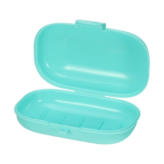 Jabonera de viaje, jabonera portátil, soporte para barra de jabón para acampar, gimnasio al aire libre con cubierta, azul