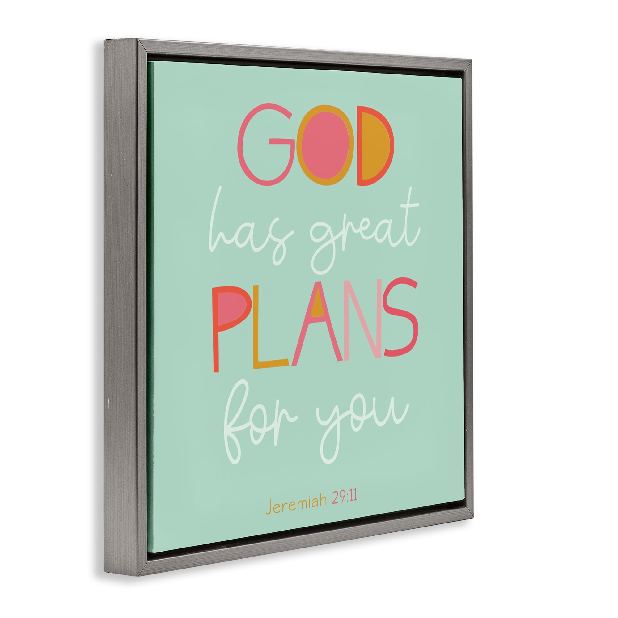 Stupell Industries Green God's Plans For You Gray Framed Floater Canvas Wall Art, design by SD Graphics Studio