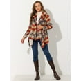 thumbnail image 3 of INSPIRE CHIC Manteau Portefeuille Mince à Carreaux pour Femme à Col Rabattu et Ourlet Asymétrique Rouge Brun G, 3 of 5