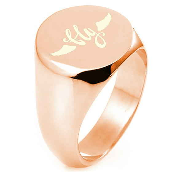 Sterling Silver Fly and Soar Engraved Round Flat Top Polished Ring