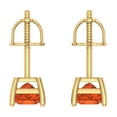 thumbnail image 4 of 14K Solid Gold Screw Back Stud Earrings for Women | 0.5 cttw Princess Cut Simulated Red Diamond | Yellow Gold, 4 of 5