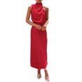 thumbnail image 1 of Vestido PRETTYGARDEN 2025 de Verano sin Mangas de Satén Rojo XXL, 1 of 8