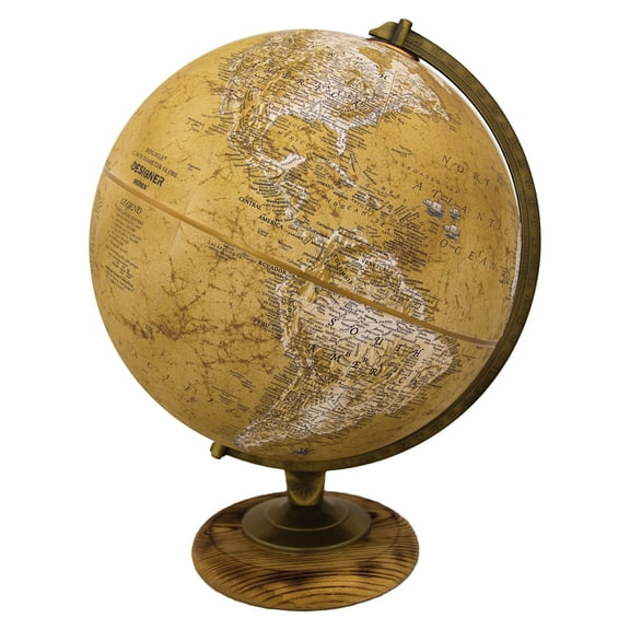 12-Inch Vintage World Globe with Wooden Base – Classic Antique Map, 360° Rotating Desktop Globe for Home Office Decor & Education