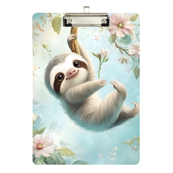 ALAZA Plastic Clipboard A4 Letter Size Decorative Clipboards for Students Women Men 9" x 12.5" Cute Sloth