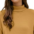thumbnail image 3 of FAKKDUK Women's 2023 Winter Sweaters Casual Turtleneck Long Sleeve Solid Loose Pullover Sweater Jumper Tops Ladies Knitted Sweater Womens Fall Knit Pullover Sweater Top, XL&Brown, 3 of 7