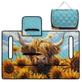 thumbnail image 5 of Pzuqiu Highland Cow Sunflower Quilted Golf Cart Seat Cover - 2-Person With Pockets, Non Slip Universal Fit for Golfers, 5 of 8