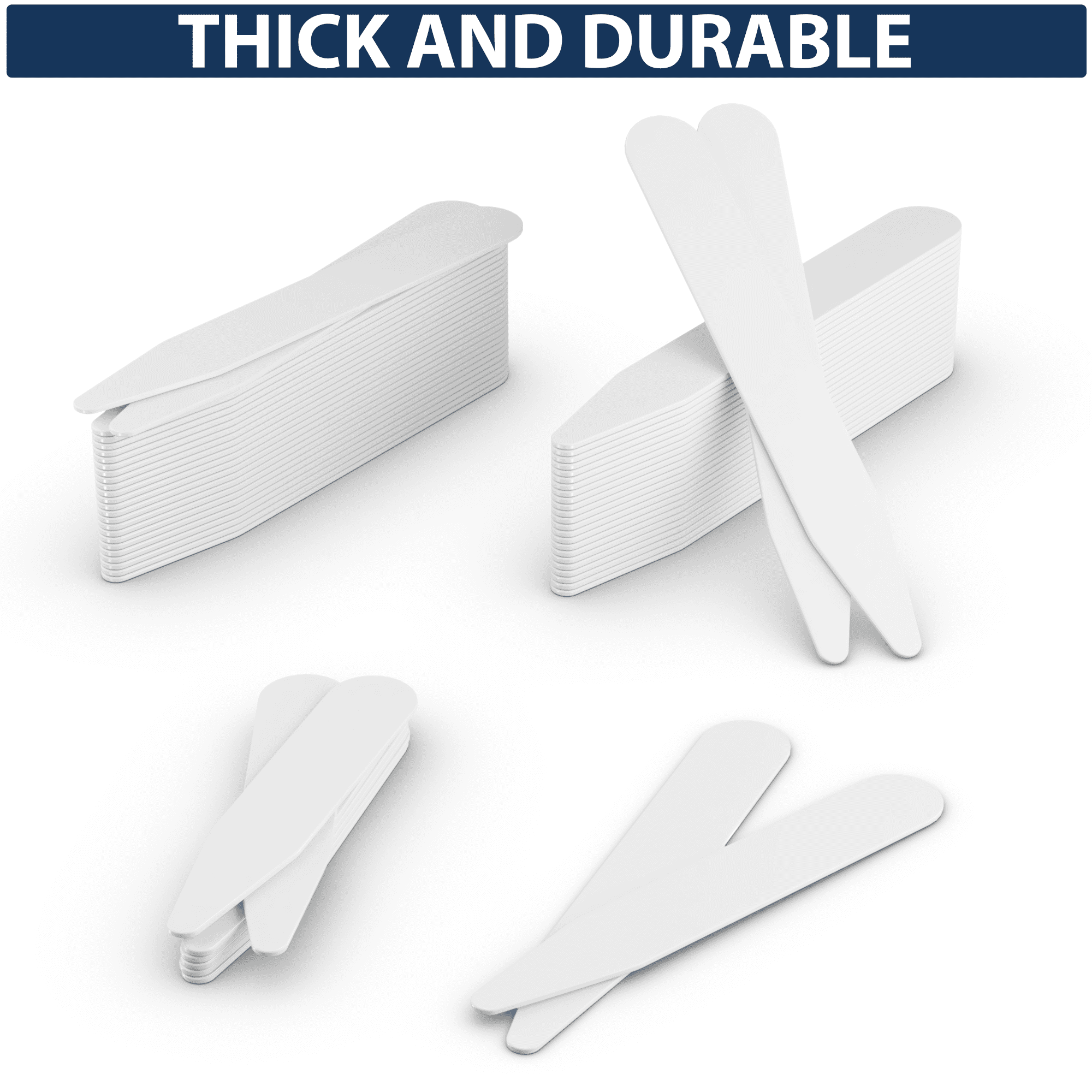 dress shirt plastic collar stays MENCH SUPER Stays 100-piece Set of Sturdy Collar Stays (2 inch) for Men's Dress Shirts in Portable Case, Size: Any, White