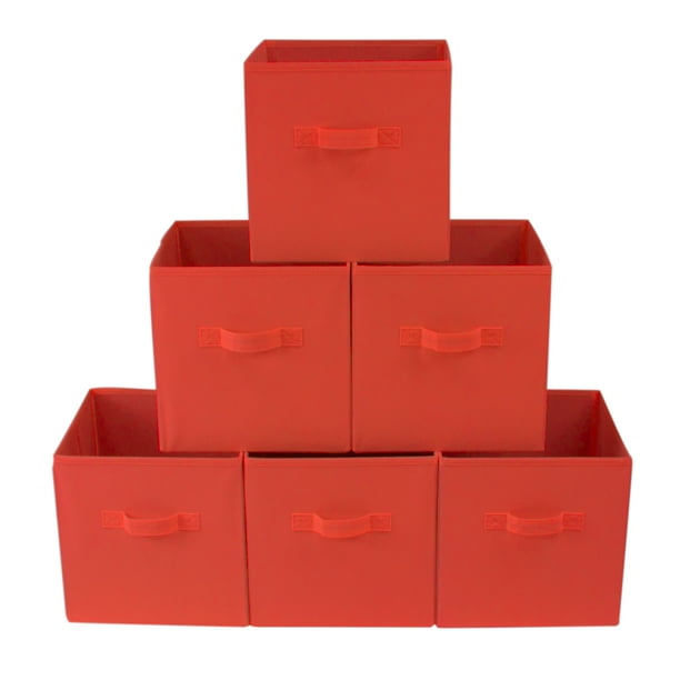 Mainstays Collapsible Cube Fabric Storage Bins (10.5" x 10.5"), Coral