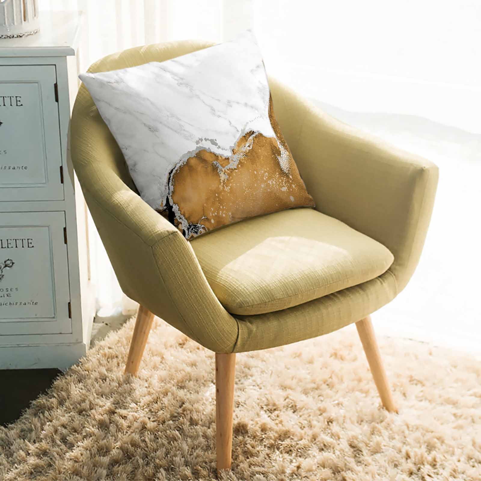 Throw Pillow Covers 26x26 Inch, Brown Marble Crack Decorative Pillow Cases for Couch Sofa Bed, Modern Abstract Geometric Texture Cotton Linen Square Home Decor Pillowcases with Hidden Zipper
