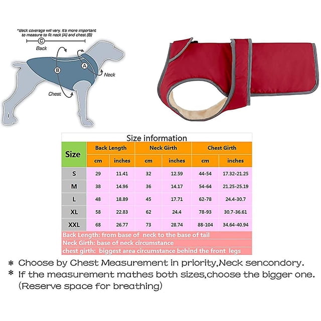 Abrigo reflectante para perros Forro polar cálido Chaqueta acogedora para perros para invierno Clima frío Ropa impermeable para perros al aire libre Ropa para perros grandes (pecho xl: 30,7"- XianweiShao 8390605429316