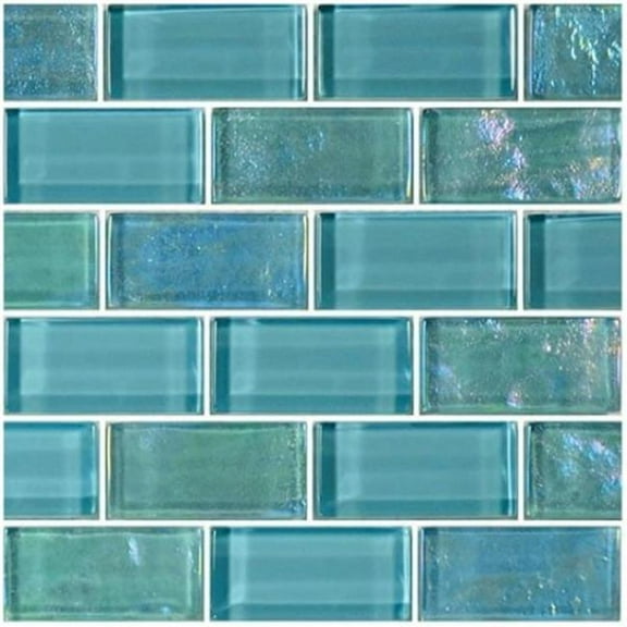 Artistry In Mosaics GT82348T4 1 x 2 in. Twilight Blends Trim Glass Tile - Turquoise