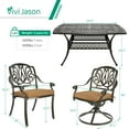 thumbnail image 6 of VIVIJASON 9-Piece Outdoor Furniture Dining Set, Cast Aluminum Patio Table and Chairs Set with 4 Stationary Chairs, 4 Swivel Rocker Chairs, 64" Large Square Dining Table, Umbrella Hole, Khaki, 6 of 8