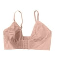 thumbnail image 5 of Wang6 Womens Front Hook Closure Bras Plus Size No Wire Seamless Everyday Bras Large Bust Demi Underwear Adjustable Strap Deep V Neck T Shirt Bra Bralettes Beige XXXL, 5 of 5