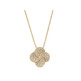thumbnail image 2 of 1.77Cttw Pave Set Round Cut Diamond Flower Pendant Necklace 18K Yellow Gold, 2 of 8